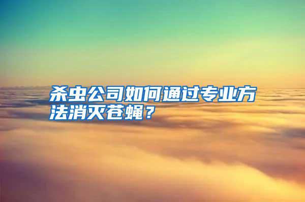 殺蟲公司如何通過專業方法消滅蒼蠅？
