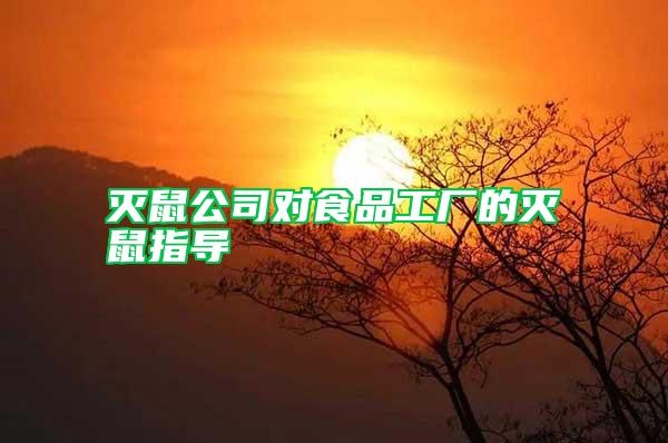 滅鼠公司對食品工廠的滅鼠指導