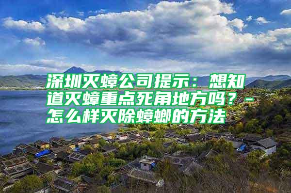 深圳滅蟑公司提示：想知道滅蟑重點死角地方嗎？-怎么樣滅除蟑螂的方法